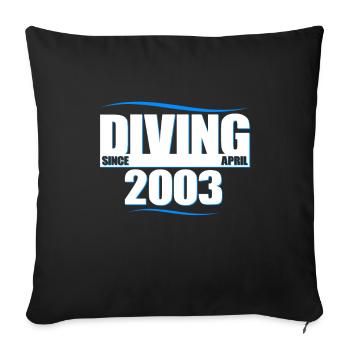 Anniversaire du plongeur - Plongée depuis avril 2003 - Housse de coussin décorative 45 x 45 cm - noir - Devant