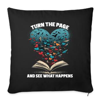 Réservez Tournez la page et voyez ce qui se passe - Housse de coussin décorative 45 x 45 cm - noir - Devant