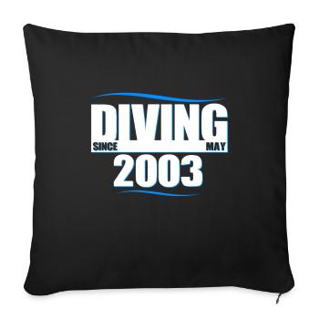 Anniversaire du plongeur - Plongée depuis mai 2003 - Housse de coussin décorative 45 x 45 cm - noir - Devant