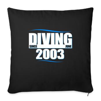 Anniversaire du plongeur - Plongée depuis juin 2003 - Housse de coussin décorative 45 x 45 cm - noir - Devant