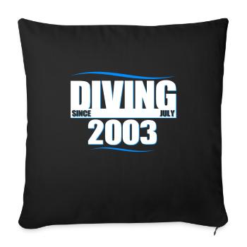 Anniversaire du plongeur - Plongée depuis juillet 2003 - Housse de coussin décorative 45 x 45 cm - noir - Devant