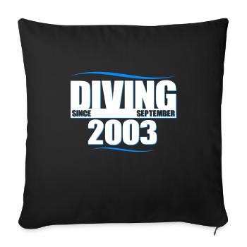 Anniversaire du plongeur - Plongée depuis septembre 2003 - Housse de coussin décorative 45 x 45 cm - noir - Devant