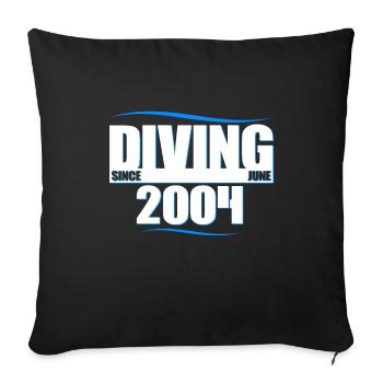 Taucher Geburtstag - Plongée depuis juin 2004 - Housse de coussin décorative 45 x 45 cm - noir - Devant