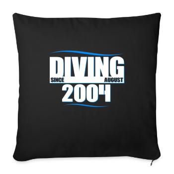 Anniversaire du plongeur - Plongée depuis août 2004 - Housse de coussin décorative 45 x 45 cm - noir - Devant