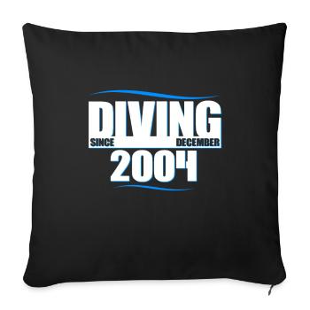 Anniversaire du plongeur - Plongée depuis décembre 2004 - Housse de coussin décorative 45 x 45 cm - noir - Devant