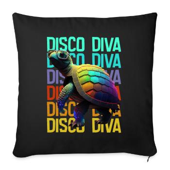 Turtle Disco Diva - Housse de coussin décorative 45 x 45 cm - noir - Devant