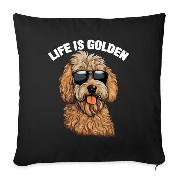 Goldendoodle Dog Life Is Golden - Sofa pillowcase 17,3'' x 17,3'' (45 x 45 cm) - black - Front