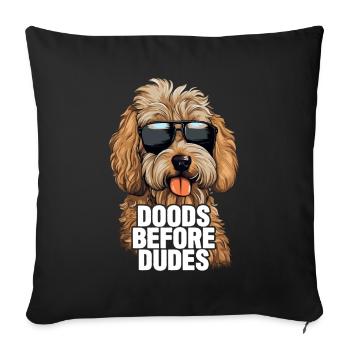 Goldendoodle Doods Before Dudes - Housse de coussin décorative 45 x 45 cm - noir - Devant