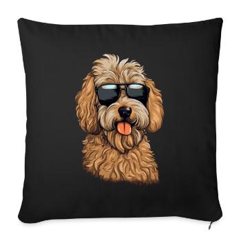 Cool Goldendoodle Wearing Sunglasses - Sofa pillowcase 17,3'' x 17,3'' (45 x 45 cm) - black - Front