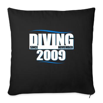 Anniversaire du plongeur - Plongée depuis novembre 2009 - Housse de coussin décorative 45 x 45 cm - noir - Devant