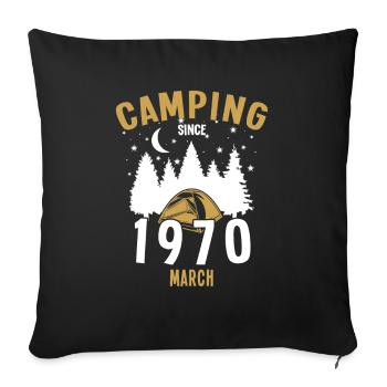Anniversaire: Camping depuis mars 1970 Camping - Housse de coussin décorative 45 x 45 cm - noir - Devant