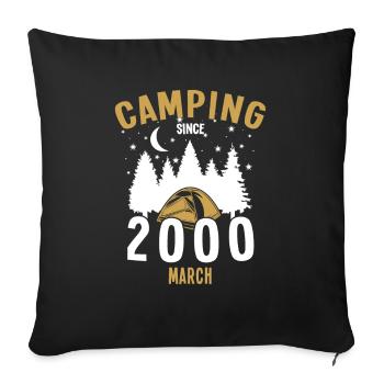 Anniversaire: Camping depuis mars 2000 Camping - Housse de coussin décorative 45 x 45 cm - noir - Devant