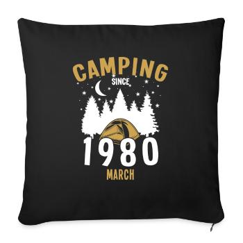Anniversaire: Camping depuis mars 1980 Camping - Housse de coussin décorative 45 x 45 cm - noir - Devant