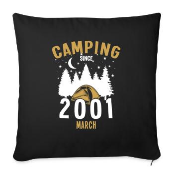 Anniversaire: Camping depuis mars 2001 Camping - Housse de coussin décorative 45 x 45 cm - noir - Devant
