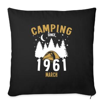 Anniversaire: Camping depuis mars 1961 Camping - Housse de coussin décorative 45 x 45 cm - noir - Devant