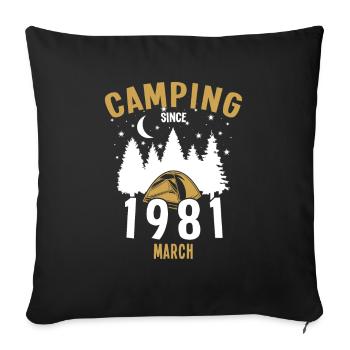 Anniversaire: Camping depuis mars 1981 Camping - Housse de coussin décorative 45 x 45 cm - noir - Devant