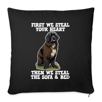 Terre-Neuve Dog First We Steal Your Heart - Housse de coussin décorative 45 x 45 cm - noir - Devant