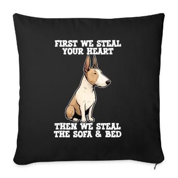 Bull Terrier d’abord nous volons votre cœur - Housse de coussin décorative 45 x 45 cm - noir - Devant