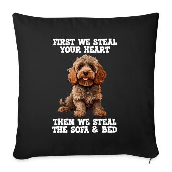 Cockapoo d’abord nous volons votre cœur - Housse de coussin décorative 45 x 45 cm - noir - Devant
