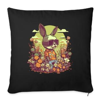 Cool Easter Bunny Colorful - Sofa pillowcase 17,3'' x 17,3'' (45 x 45 cm) - black - Front