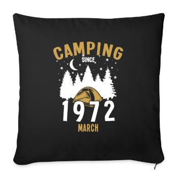 Anniversaire: Camping depuis mars 1972 Camping - Housse de coussin décorative 45 x 45 cm - noir - Devant