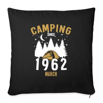 Anniversaire: Camping depuis mars 1962 Camping - Housse de coussin décorative 45 x 45 cm - noir - Devant