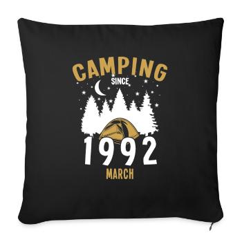Anniversaire: Camping depuis mars 1992 Camping - Housse de coussin décorative 45 x 45 cm - noir - Devant