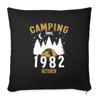 Anniversaire: Camping depuis octobre 1982 Camping - Housse de coussin décorative 45 x 45 cm - noir - Devant