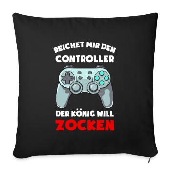 Zocken Konsole Reichet mir den Controller Gamer - Sofakissenbezug 45 x 45 cm - Schwarz - Vorne