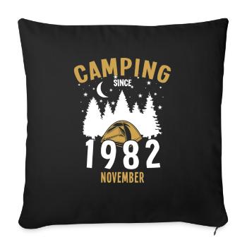Anniversaire: Camping depuis novembre 1982 Camping - Housse de coussin décorative 45 x 45 cm - noir - Devant