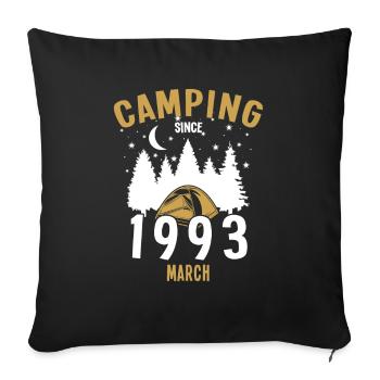 Anniversaire: Camping depuis Mars 1993 Camping - Housse de coussin décorative 45 x 45 cm - noir - Devant