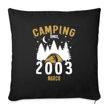 Anniversaire: Camping depuis mars 2003 Camping - Housse de coussin décorative 45 x 45 cm - noir - Devant