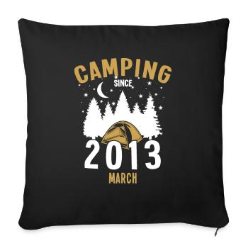 Anniversaire: Camping depuis mars 2013 Camping - Housse de coussin décorative 45 x 45 cm - noir - Devant