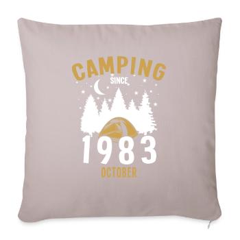 Anniversaire: Camping depuis octobre 1983 Camping - Housse de coussin décorative 45 x 45 cm - taupe clair - Devant