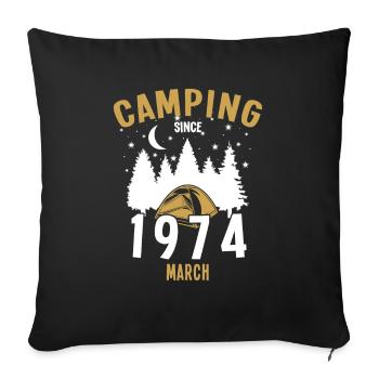 Anniversaire: Camping depuis mars 1974 Camping - Housse de coussin décorative 45 x 45 cm - noir - Devant