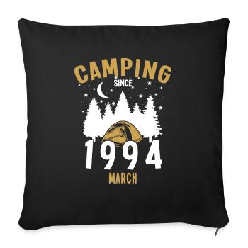 Anniversaire: Camping depuis mars 1994 Camping - Housse de coussin décorative 45 x 45 cm - noir - Devant