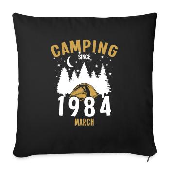 Anniversaire: Camping depuis mars 1984 Camping - Housse de coussin décorative 45 x 45 cm - noir - Devant