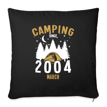 Anniversaire: Camping depuis mars 2004 Camping - Housse de coussin décorative 45 x 45 cm - noir - Devant