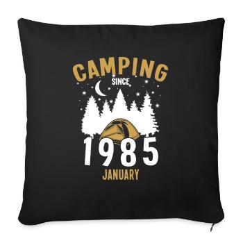 Anniversaire: Camping depuis janvier 1985 Camping - Housse de coussin décorative 45 x 45 cm - noir - Devant