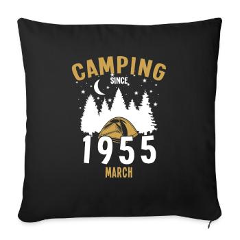 Anniversaire: Camping depuis mars 1955 Camping - Housse de coussin décorative 45 x 45 cm - noir - Devant
