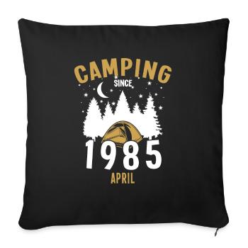 Anniversaire: Camping depuis avril 1985 Camping - Housse de coussin décorative 45 x 45 cm - noir - Devant