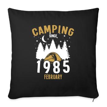 Anniversaire: Camping depuis février 1985 Camping - Housse de coussin décorative 45 x 45 cm - noir - Devant