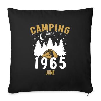 Anniversaire: Camping depuis juin 1965 Camping - Housse de coussin décorative 45 x 45 cm - noir - Devant