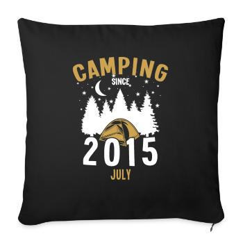 Anniversaire: Camping depuis juillet 2015 Camping - Housse de coussin décorative 45 x 45 cm - noir - Devant