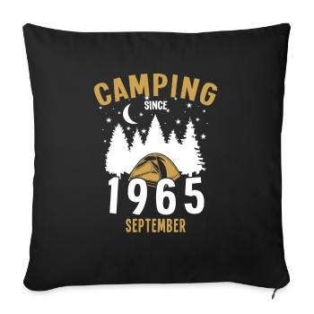 Anniversaire: Camping depuis septembre 1965 Camping - Housse de coussin décorative 45 x 45 cm - noir - Devant