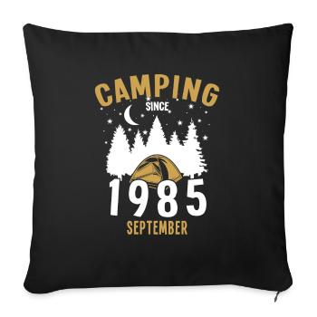 Anniversaire: Camping depuis septembre 1985 Camping - Housse de coussin décorative 45 x 45 cm - noir - Devant