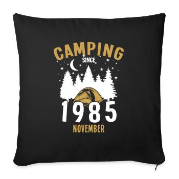 Anniversaire: Camping depuis novembre 1985 Camping - Housse de coussin décorative 45 x 45 cm - noir - Devant