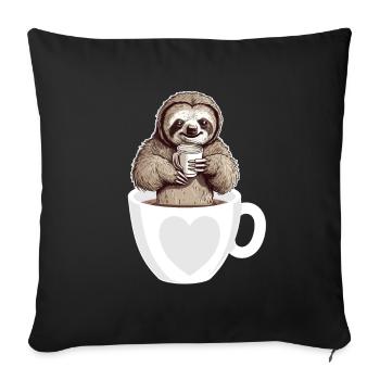 Coffee Cute Sloth In A Coffee Cup Drinking Coffee - Sofa pillowcase 17,3'' x 17,3'' (45 x 45 cm) - black - Front