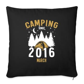 Anniversaire: Camping depuis mars 2016 Zelten - Housse de coussin décorative 45 x 45 cm - noir - Devant