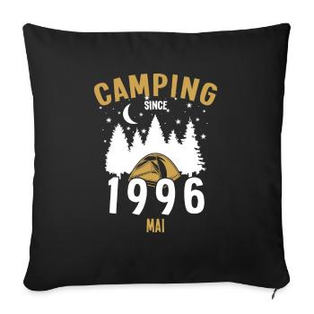 Birthday: Camping since May 1996 Zelten - Sofa pillowcase 17,3'' x 17,3'' (45 x 45 cm) - black - Front